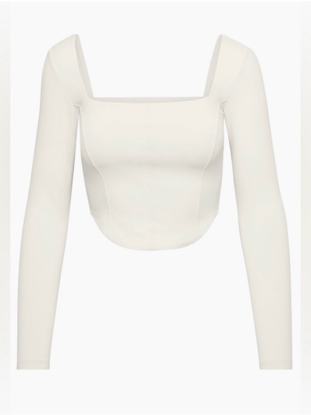 Aritzia Contour Reframe Bustier - Square Neck Long Sleeve Crop Top - White